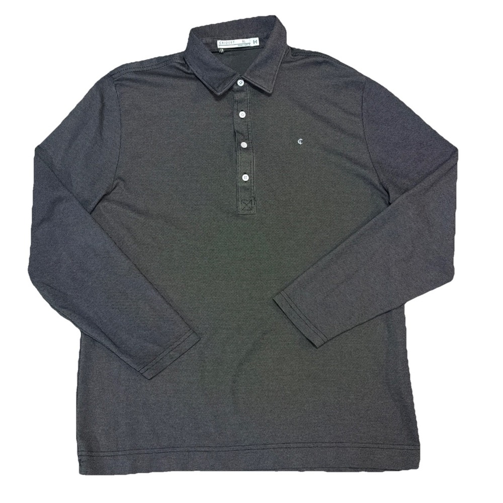 Criquet Men's Extra Large XL Gray Long Sleeve 1/2 Button Up Polo Shirt